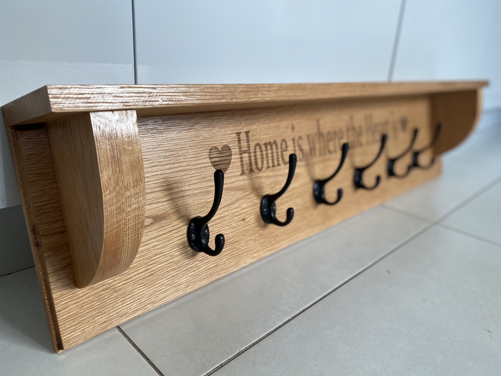 Oak coat rack personalised oak coat rack - No9 Creations